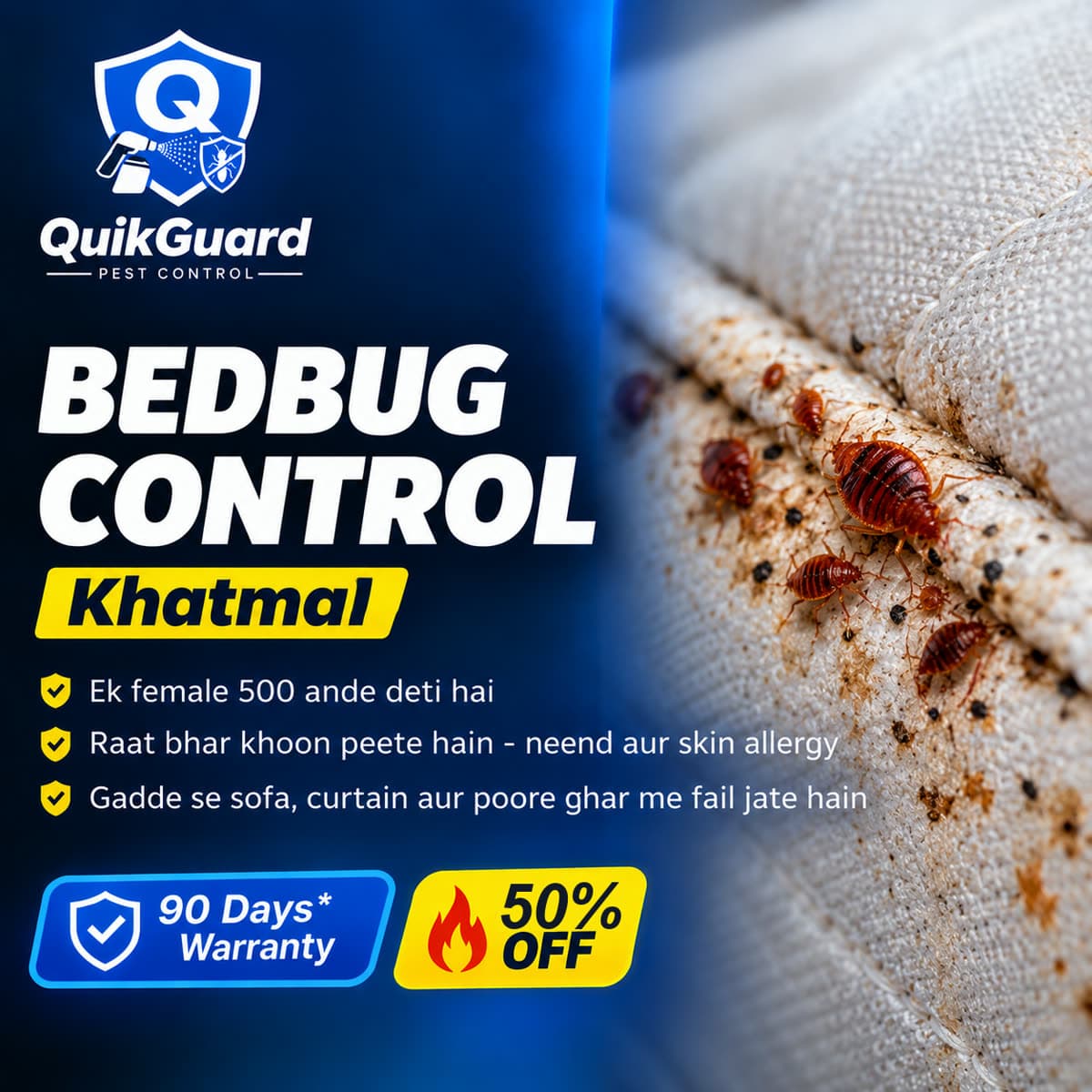 Gadde ki seam par khatmal (bed bugs) — QuikGuard bed bug treatment